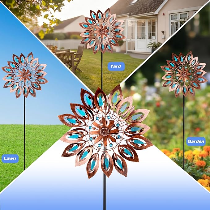 Wind Spinners for Outdoor Yard Decor, 360 Degrees Swivel Large Outdoor Metal Wind Spinner, 76" Wind Sculptures Garden Decor for Patio Lawn Yard