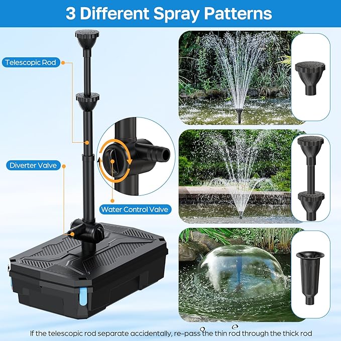 Antfraer Pond Filter Fountain Pump Kits with UV Clarifier, Pond Filter Box with 40W 660GPH Submersible Pump, KOI Pond Filter for Outdoor Ponds Garden Fountain Waterfall Aquarium Koi Pond