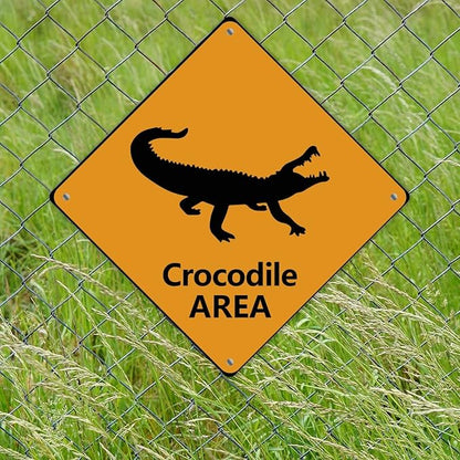 Crocodile Crossing Sign Caution CrocodileXing Sign Street Sign Wildlife Novelty Road Fence Wall Decor Warning Metal Tin Sign For Indoor Outdoor 15x15in
