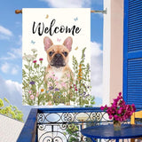 Floral French Bulldog Garden Flag Spring Summer House Flags 28 x 40 Double Sided Flower Dog Yard Flags for Outside Large Outdoor Welcome Flags