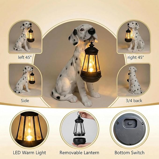 Garden Statues Dog Solar Hanging Light, Courtyard Resin Simulated Handicraft Dog Statue Ornament, Garden Yard Entrance Decoration.