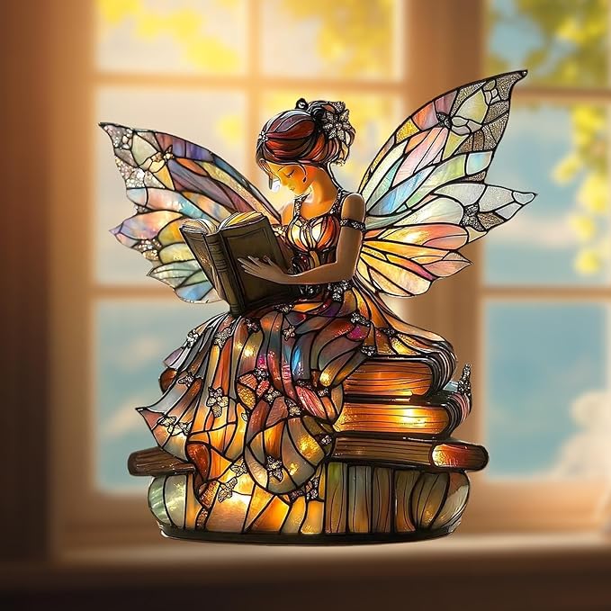 Book Fairy Acrylic Suncatcher, Book Suncatchers for Window Hangings, Bookish Gifts for Readers Book Lovers Bookworm, Gift for Mother's Day, Women, Mom, Wife, Grandma