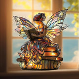 Book Fairy Acrylic Suncatcher, Book Suncatchers for Window Hangings, Bookish Gifts for Readers Book Lovers Bookworm, Gift for Mother's Day, Women, Mom, Wife, Grandma