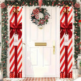 BlissYard Red White Christmas Porch Decorations 12x71 Inch Welcome Hanging Banner Porch Signs for Holiday Decor Gift Box Door Banners for Christmas Winter Home Porch Outdoor Decoration for Front Door