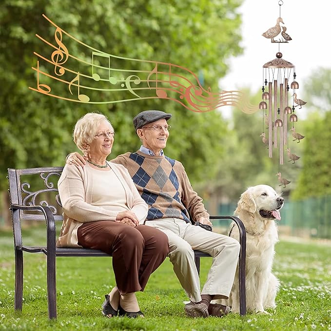 Romart Duck Wind Chimes for Outside, Duck Gifts for Women Men Mom Wife Grandma Birthday Sympathy Memorial Windchimes for Outdoors Indoors, Garden, Patio, Home, Porch, Yard Decorations