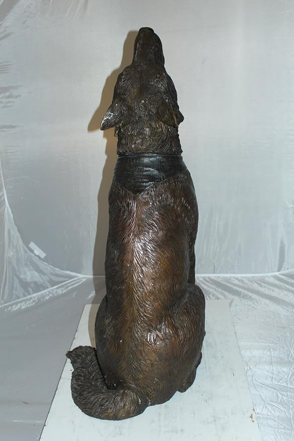 Nifao Howling Wolf Metal Garden Statue – Modern Hand-Finished Stunning Large Sculpture, Elegant Outdoor Décor for Yard, Patio, or Landscape for Animal Lovers, 16" L x 20" W x 37" H