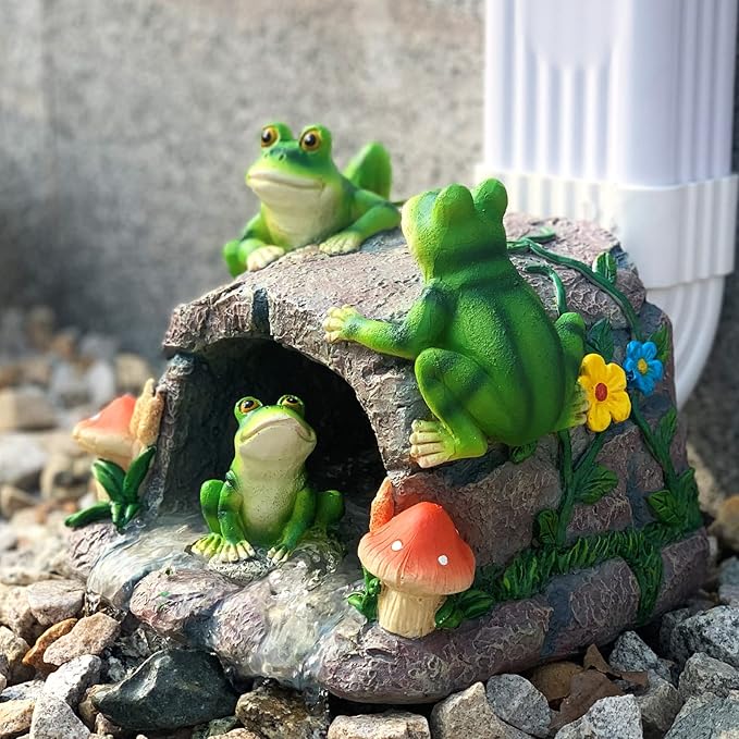 Gutter Downspout Extension Decorative Statue, Frog Statues 3”×4” Gutter Downspout Splash Block Extender, Outdoor Patio Lawn Ornaments, Animals Statue Decorative for Gutter Downspout Guardian Rain