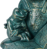 DreamsEden Metal Frog Garden Statue, Funny Mother and Kid Frogs Reading Sculpture for Outdoor Decor Yard Lawn Decorations, 10''H
