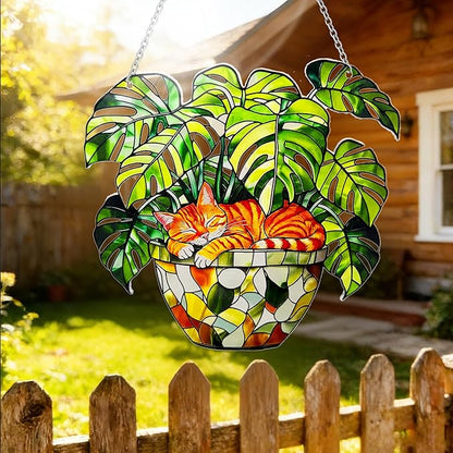 Stained Glass Sun Catchers Indoor Window, 8 in Suncatchers for Windows Hanging, Mother's Day Birthday Gifts for Women Men Mom Nana