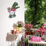 Outdoor Clock Silent Non-Ticking, Flamingo Outdoor Wall Clock and Thermometer Combo, Outside Clock Metal Wall Art Decor for Patio, Garden, Home Decor