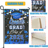 PAMBO Graduation Garden Flag Class of 2025, Blue Congrats Grade Flag for Outside Hanging Decors 12x18 Inch Burlap