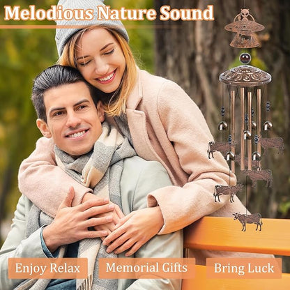 Aliens Gifts for Men Women - Aliens UFO Abduct Cows Wind Chimes for Outside, Alien Stuff Saucerman Wind Chime for Outdoor Garden Decor, Christmas Mother's Day Father's Day Houswarming Gifts