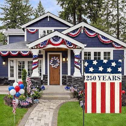 250 Years America Anniversary Garden Flag, Double-sided 250 YEARS Usa Flag Patriotic 4th of July Yard Sign for Outdoor Independence Day Decoration