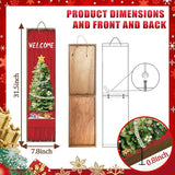 PEROUU Merry Christmas Porch Sign for Front Door, Xmas Wooden Welcome Sign with Christmas Tree for Front Porch Decorations, Winter Garden Decor Outdoor Hanging Signs Wall Sign 31.5" H