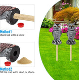 Hedoc 2 Pack Fake Owl Decoys to Scare Birds Away, Rotating Head Bird Deterrents, Nature Enemy Scarecrow Plastic Statues, Pest Repellent for Gardens and Patios