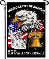 250 Anniversary America Garden Flag, 250th Anniversary USA Patriotic Double-Sided Banner, Double-Sided Burlap, 1776-2026 Semiquincentennial Commemorative, Suitable for Outdoor Lawn Decor (A3-S-12x18 Inch)