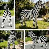 Large Zebra Statue Outdoor Decor - 19.49" L x 18.31" H Resin Zebra Sculpture for Garden, Patio, Lawn, Yard - Realistic Animal Figurine Ornament for Home Decor, Housewarming Gift