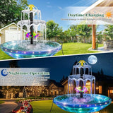 Solar Water Fountain, 6W Solar Bird Bath Fountain Pump with Color LED Lights, 3 Interchangeable Nozzles & Easy Installation, Solar Powered Fountain for Garden, Bird Bath, Patio, Yard, Pond