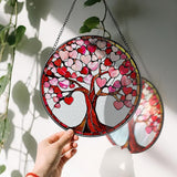 8'' Love Heart Tree Sun Catcher - Stained Glass Window Hanging, Suncatcher for Window Doors Home Decor | Christmas, Birthday, Mother's Day, Valentine's Day Gifts for Her, Girlfriend, Wife, Mom, Friend