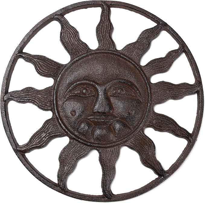 BRASSTAR Cast Iron Stepping Stone Fairytale Sun Design Garden Lawn Flower Bed Outdoor Farmland Decor TQZDPT65