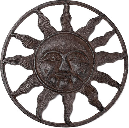 BRASSTAR Cast Iron Stepping Stone Fairytale Sun Design Garden Lawn Flower Bed Outdoor Farmland Decor TQZDPT65