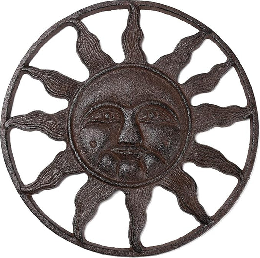 BRASSTAR Cast Iron Stepping Stone Fairytale Sun Design Garden Lawn Flower Bed Outdoor Farmland Decor TQZDPT65