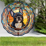 French Bulldog Wind Spinner Pet Dog Memorial Gifts, Vibrant 3D Kinetic Metal Hanging Outdoor Garden Decor, Frenchie Gifts for Dog Lovers, 8" Wind Sculptures for Patio, Porch, Yard Art (Frenchie 6)
