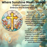 Stained Glass Cross Sun Catcher - 8'' Handcrafted Suncatcher for Window Home Decor, Symbolizing Faith, Hope, and Light, Perfect for Spiritual Spaces, Weddings, and Religious Celebrations (F)