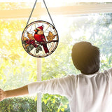 DASTOLL Stained Glass Window Hanging, Birds on a Branch Cardinal Sun Catchers Diamond Glass Panel Hangings Suncatcher Decor for Birthday for Women, Men, Wife, Aunt, and Mom 6.3 in