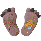 Stepping Stones - Light Brown Resin Footprint Shaped Set of 2 for Patio, Deck, Garden or Sidewalk