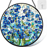 Stained Glass Window Hanging, Forget Me Not Flower Stained Glass Suncatcher, Window Decor Forget Me Not Plant Lover Gift for Women, Couples, Best Friend, Family, Colleague, Classmate 7.8 Inch
