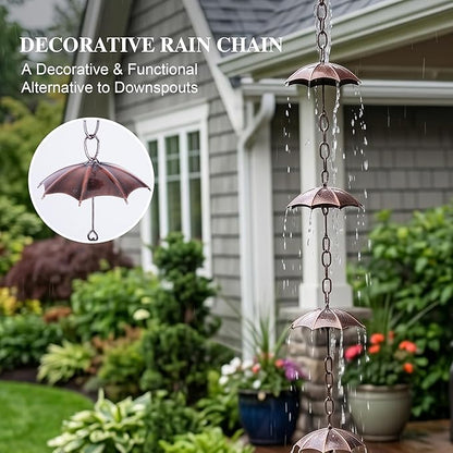 TZSSP Rain Chain,6FT Umbrella Rain Chains,Adjustable Rain Catcher Chain for Outdoor Garden Decor，Replacement Downspout for Gutters