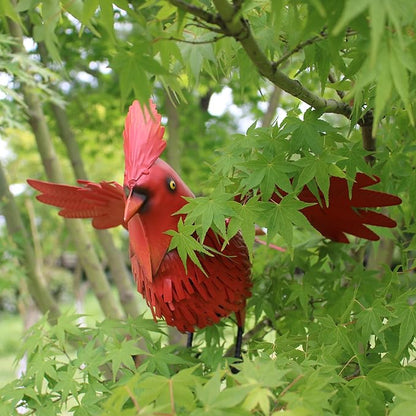 Cardinal Garden Decor Metal Yard Art Gifts Garden Sculptures Statues Large Red Bird Outdoor Decor,Gifts