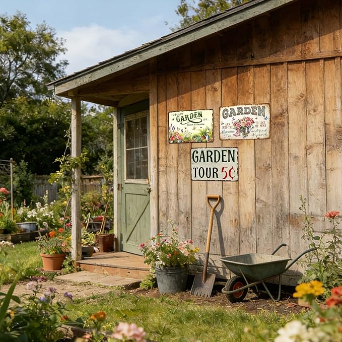 Garden Signs for Outside Plants Garden Wall Art Decor Gardening Gifts Decorative Outdoor to Plant A Garden Is to Believe in Tomorrow Tin Sign Metal Flower Garden Yard Signs Greenhouse Decor 8x12 Inch