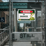 Funny Beware of Dog Sign Private Property No Trespassing Warning Signs, Beware of Snakes, Yard Sign Garage Farm Garden Wall Decor Sign Plaque Outdoor for Home Fence 8 X 12 Inches