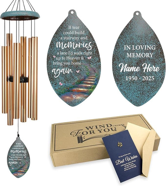 ASTARIN Personalized 35inch Sympathy Wind Chimes, Memorial Gifts Wind Chimes for Outside, Deep Tone Wind Chime for Loss of Loved Ones, Commemorative Wind Chime for Mom/Dad/Friends,Produced in USA