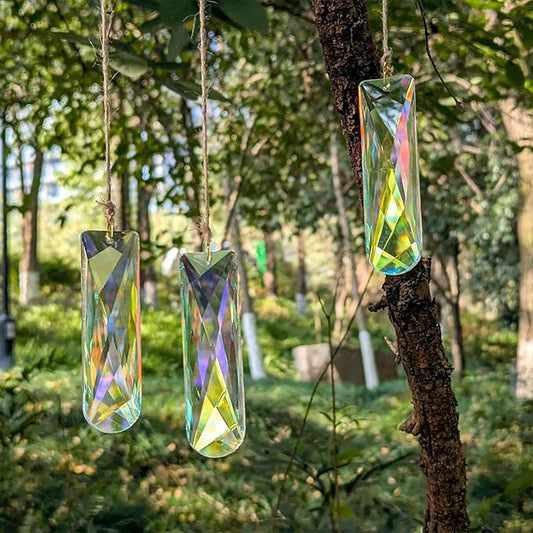 Crystal Prism Suncatcher DIY, 3pc Rectangular Prism Sparkling suncatchers for Windows Hanging, Car, Garden & Home Décor