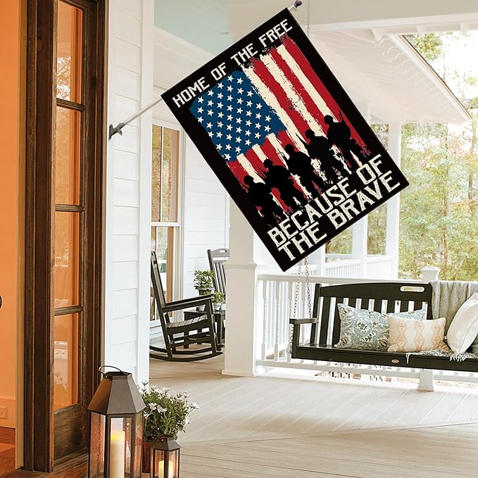 AVOIN colorlife Memorial Day Patriotic House Flag 28x40 Inch Double Sided, Veteran USA flag 4th of July Independence Day Yard Outdoor Flag
