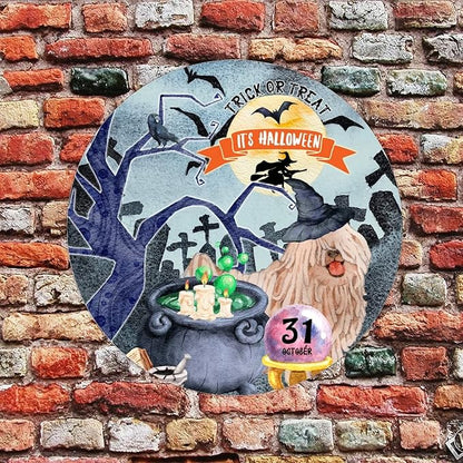 Retro Metal Sign 12"x12",Happy Halloween Scary Night Grave Witch Bats Trick Or Treat Dog Aluminum Tin Metal Sign for Home Living Room Bedroom Garden Farm Patio Decor Wall Art Poster