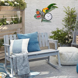 Toucan Outdoor Clock Silent Non-Ticking, Indoor Outdoor Clock and Thermometer Combo, Outside Wall Clock Metal Wall Art Decor for Patio, Garden, Home Decor