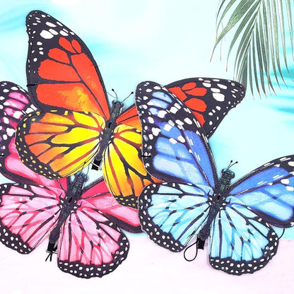 3pcs Butterfly Garden Wind Spinners 360° Rotation Rainbow Curlie Spinner Lawn Yard Ornaments Windmills Twister Outdoor Hanging Decor Whirligigs Wind Hanging Windsock