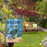 WHPCT Crab Garden Flag,Welcome to Undersea World Garden Flag,Marine Life Yard Porch, Party Holiday Decor, Vertical Double Side 12x18 Inch