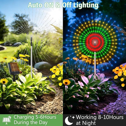 echosari Outdoor Solar Garden Lights, Total 6 Pack 720 LED Firework Light with 8 Modes IP65 Waterproof Solar Landscape Lights for Backyard Patio Pathway Lawn (Multicolor)