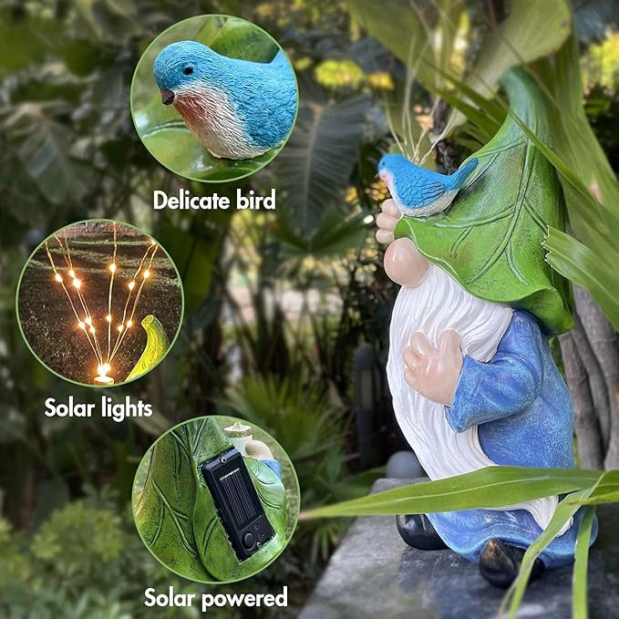 LEGIFO Garden Gnomes with Firework Solar Light Garden Decor for Outside, Outdoor Statues,Knomes Decor Outdoor for Yard Patio Lawn,Gnomes Gifts Decorations, Naughty Funny Gnomes (Firework Gnome)