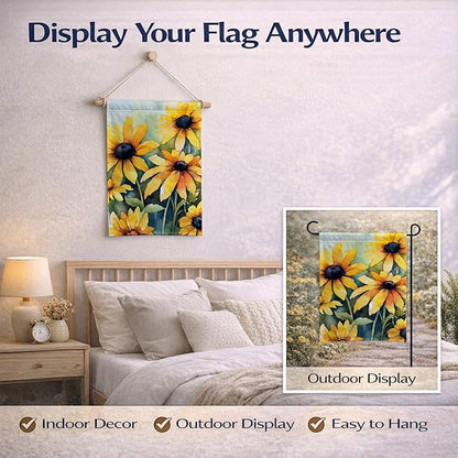 Caroline's Treasures Maryland Black-Eyed Susans in Watercolor Garden Flag Mailbox Flag Decorative Yard Flag Banner Outside Patio Artwork Yard Flower Beds, Garden Size, Multicolor