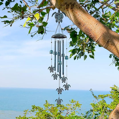 LESES Wind Chimes Sea Turtle Wind Chime for Outside with 4 Aluminum Tubes, Windchimes Outdoors Clearance Home Garden Patio Decor Memorial Wind Chimes for Mom Grandma Unique Birthday Festival Gifts