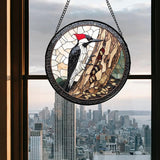 Stained Glass Window Hanging - Woodpecker Bug Catching Suncatcher for Doors Garden Sun Catchers Decor Christmas Mother's Day Birthday Gifts for Bird Lover Women Men Mom Nana Friend 11.8 in