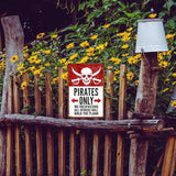 Funny No Parking Sign, Metal Warning Tin Signs, Pirates Only, Yard Sign Garage Farm Garden Wall Decor Sign Plaque Outdoor for Home Fence 8 X 12 Inches