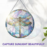 FLAGWIX Christmas Dragonfly Gifts for Women Men - Stained Glass Window Hanging 10 in - Dragonfly Garden Decor for Yard Decorations Outdoor, Sun Catchers Window Ornament for Home Christmas Decorations