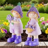 Figurines Spring Decor Garden Decor for Outside Whimsical Boy and Girl Outdoor Decor Resin Lavender Theme Spring Home Decor Indoor for Valentine's Day